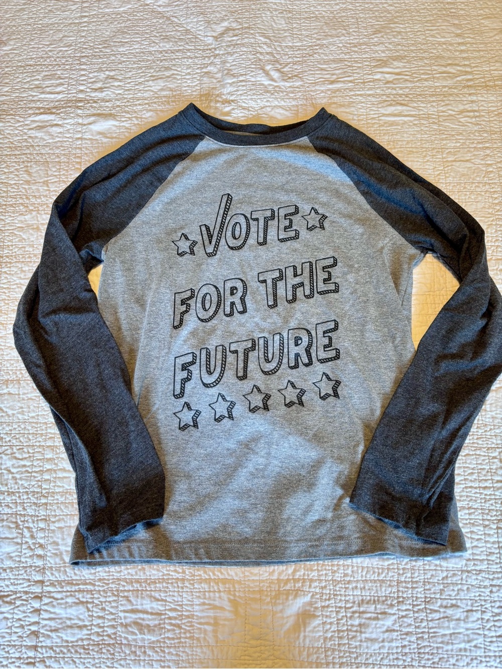 Cat & Jack Gray Heather Raglan 'Vote for the Future' Long Sleeve Tee